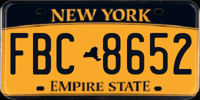 NY license plate FBC8652