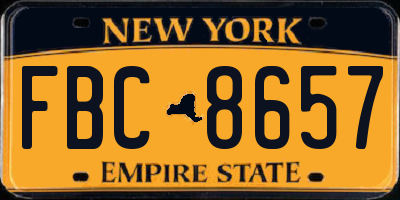 NY license plate FBC8657
