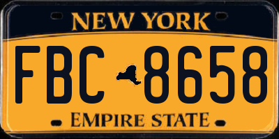 NY license plate FBC8658