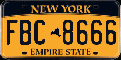 NY license plate FBC8666