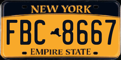 NY license plate FBC8667