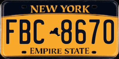 NY license plate FBC8670
