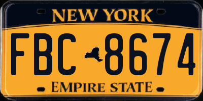 NY license plate FBC8674