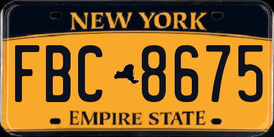 NY license plate FBC8675