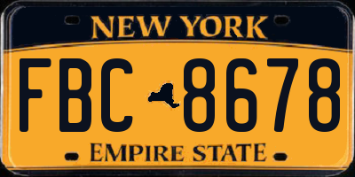 NY license plate FBC8678