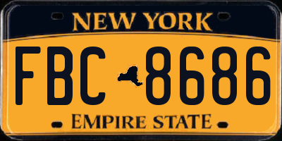 NY license plate FBC8686