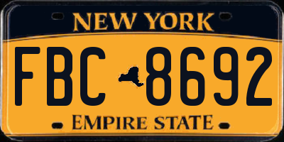 NY license plate FBC8692