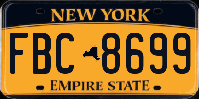 NY license plate FBC8699