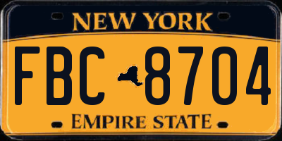 NY license plate FBC8704