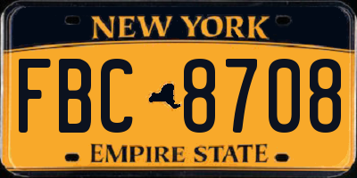 NY license plate FBC8708