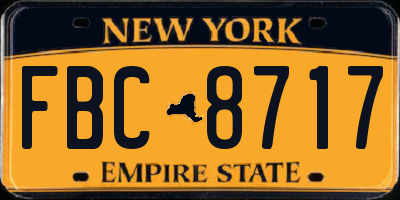 NY license plate FBC8717