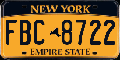 NY license plate FBC8722
