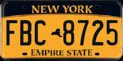 NY license plate FBC8725
