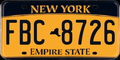 NY license plate FBC8726