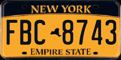 NY license plate FBC8743