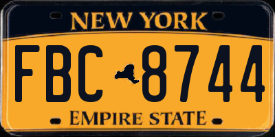 NY license plate FBC8744