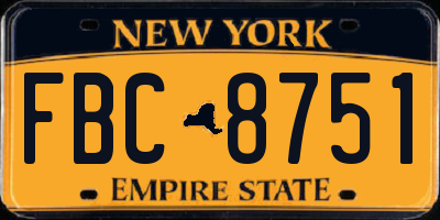 NY license plate FBC8751