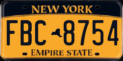 NY license plate FBC8754