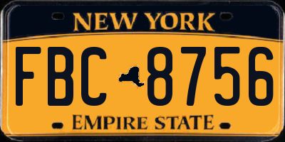 NY license plate FBC8756