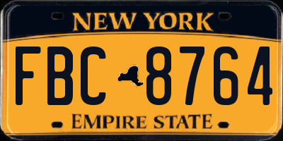NY license plate FBC8764