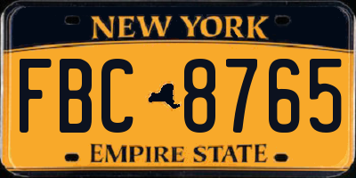 NY license plate FBC8765