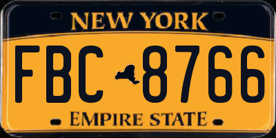 NY license plate FBC8766