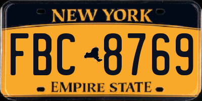 NY license plate FBC8769