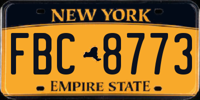 NY license plate FBC8773