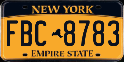 NY license plate FBC8783