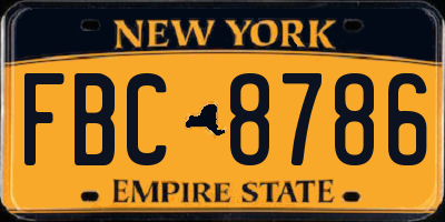 NY license plate FBC8786