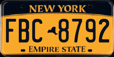 NY license plate FBC8792