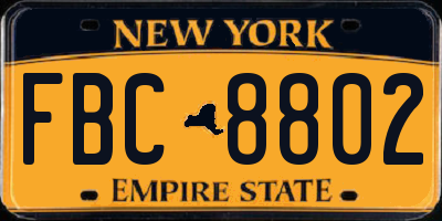 NY license plate FBC8802