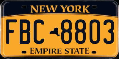 NY license plate FBC8803