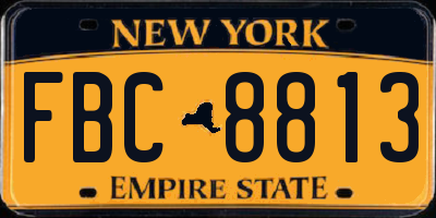 NY license plate FBC8813