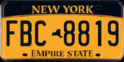 NY license plate FBC8819