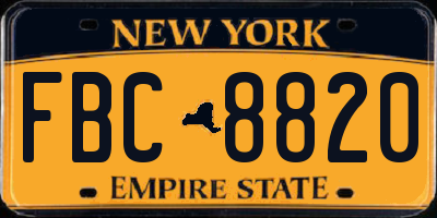 NY license plate FBC8820