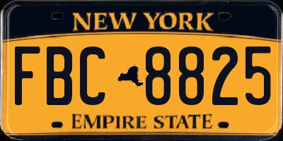 NY license plate FBC8825