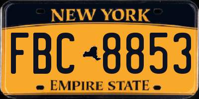 NY license plate FBC8853