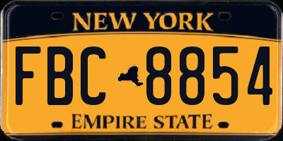 NY license plate FBC8854