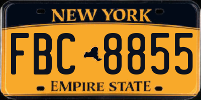 NY license plate FBC8855
