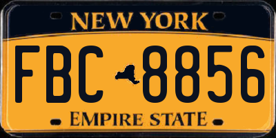 NY license plate FBC8856