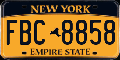 NY license plate FBC8858