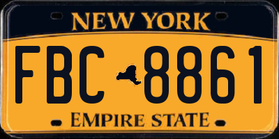 NY license plate FBC8861