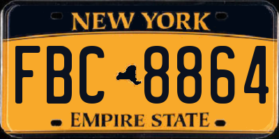 NY license plate FBC8864