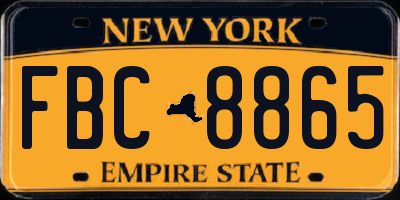 NY license plate FBC8865