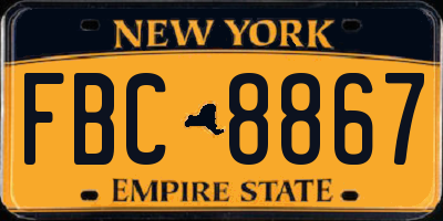 NY license plate FBC8867