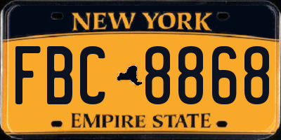 NY license plate FBC8868