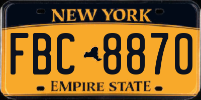 NY license plate FBC8870