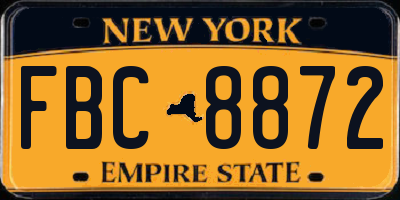 NY license plate FBC8872