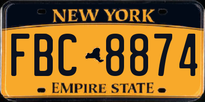 NY license plate FBC8874